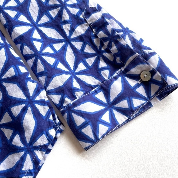 Chicos Blue White Shibori Print Button Up Size 1 Small - Picture 4 of 15